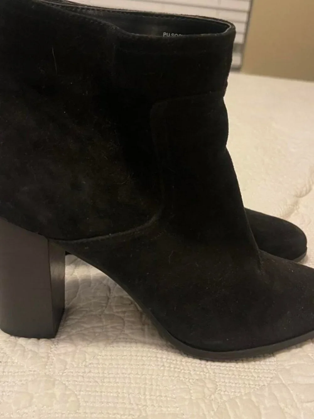 Black Suede Ankle Boots with Gold Tassel Detail, Size 10